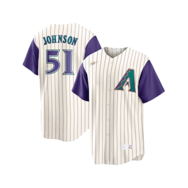 Men's Arizona Diamondbacks Randy Johnson Nike Cream/Purple Alternate ...