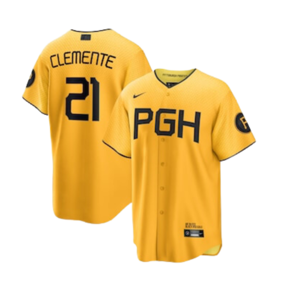 Roberto clemente gold pittsburgh pirates city connect