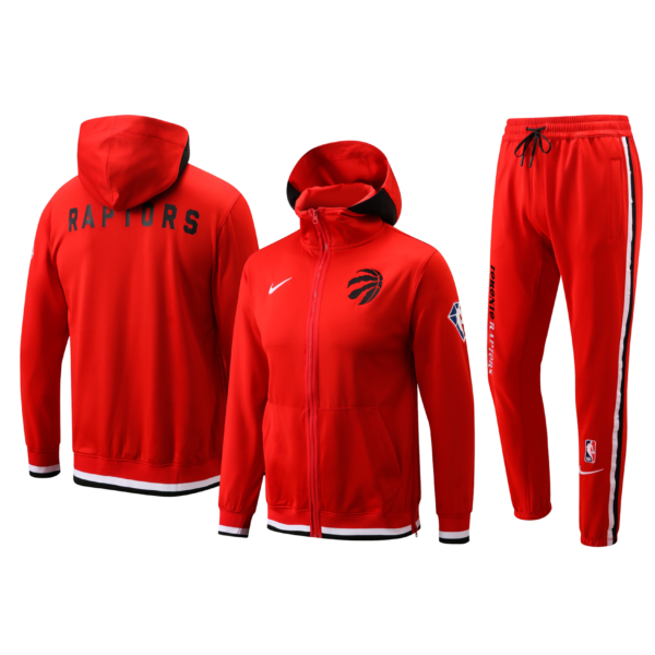 Nba Hooded Tracksuit Toronto Raptors Red Autumn And Winter Warm Basketball Sportswear