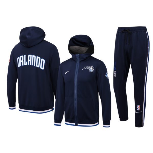 Nba Hooded Tracksuit Orlando Magic Navy Autumn And Winter Warm Basketball Sportswear