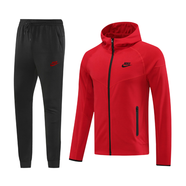 Nike Hooded Tracksuit Red and Black Autumn And Winter Warm