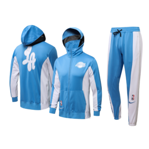 Nba Hooded Tracksuit Lakers Sky Blue Autumn And Winter Warm Basketball Sportswear