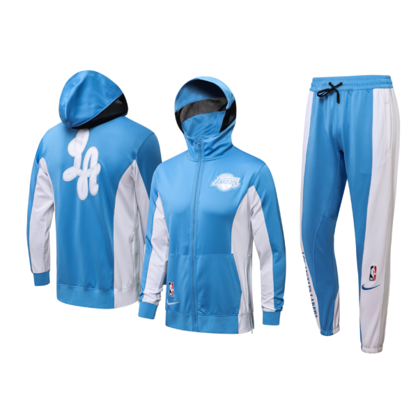 Nba Hooded Tracksuit Lakers Sky Blue Autumn And Winter Warm Basketball Sportswear