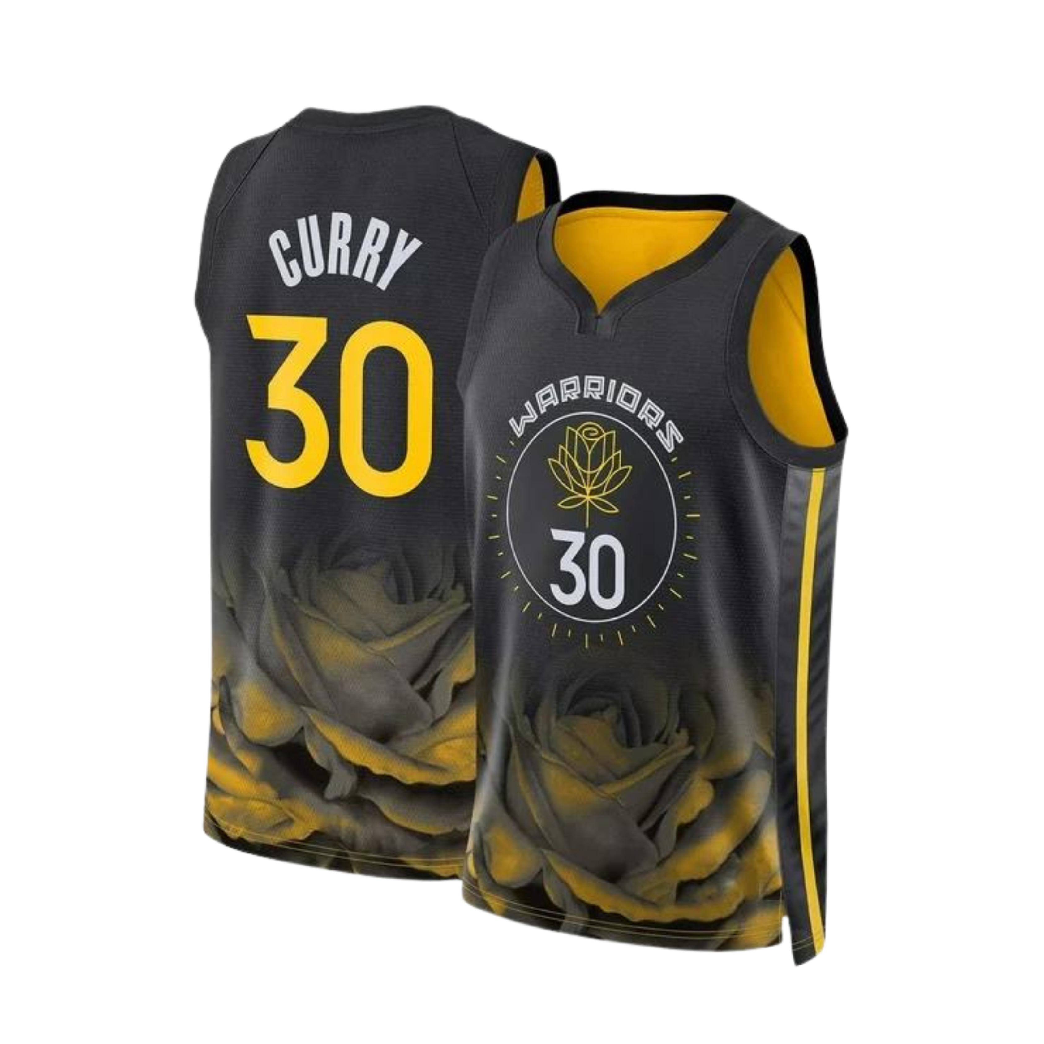 Golden State Warriors Stephen Curry Black and Yellow Jersey