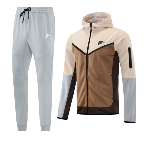 Nike Tech Tracksuit Brown & Grey Autumn And Winter Warm