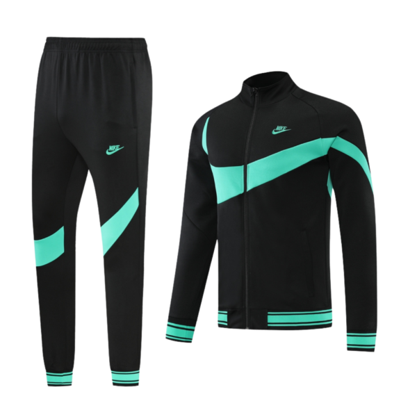 Nike Tracksuit Giant Tag Black and Turquoise