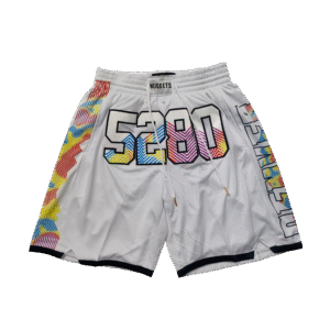 JUST DON DENVER NUGGETS SWING MEN WHITE STITCHED POCKET BASKETBALL SHORTS